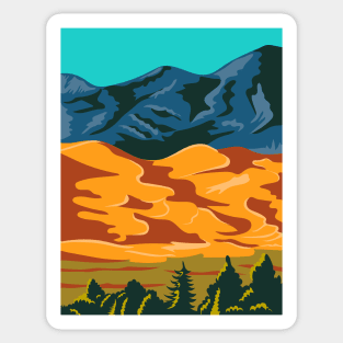 Great Sand Dunes National Park and Preserve in Colorado United States WPA Poster Art Color Sticker